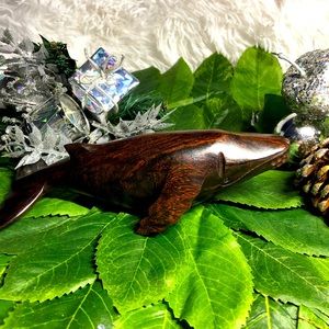Beautiful Hand Carved Dark Wood  Whale, NEW